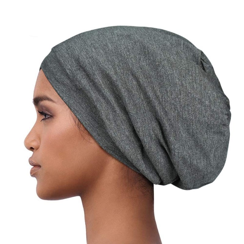 Alnorm Soft Stretchy Sleep Cap Unisex Skull Cap Chemo Hat for Cancer Patients Dark Grey - Image 2